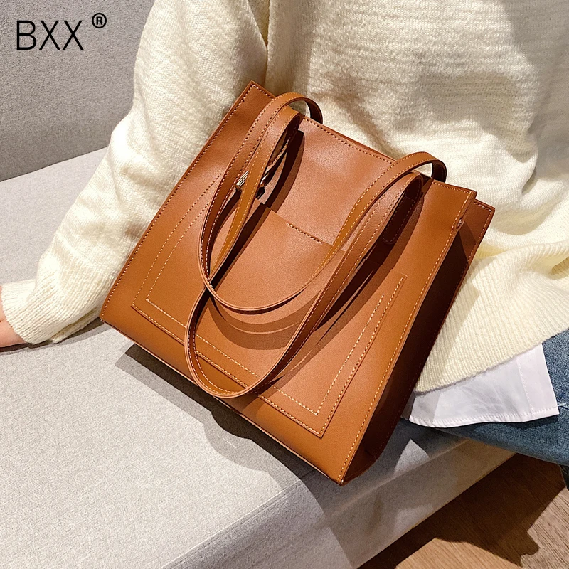 

[BXX] PU Leather Large Capacity Crossbody Bags For Women 2020 Fashion Shoulder Messenger Bag Female Travel Handbags Totes HK446