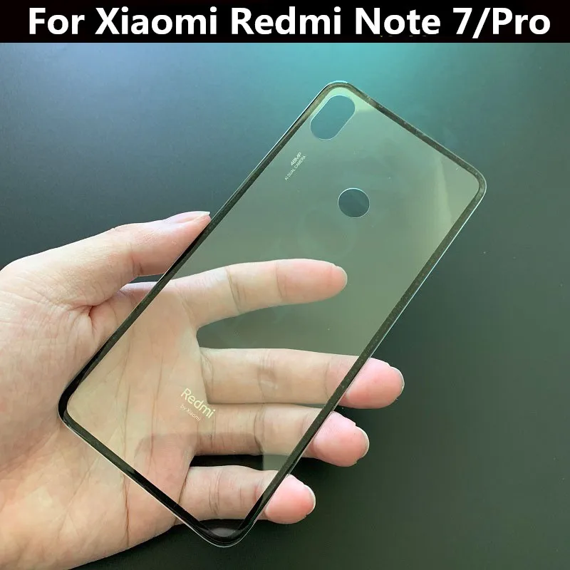 Стеклянная крышка батареи чехол запасные части для Xiaomi Redmi Note 7/Pro батарея задняя панель Крышка корпуса телефона - Цвет: Transparent