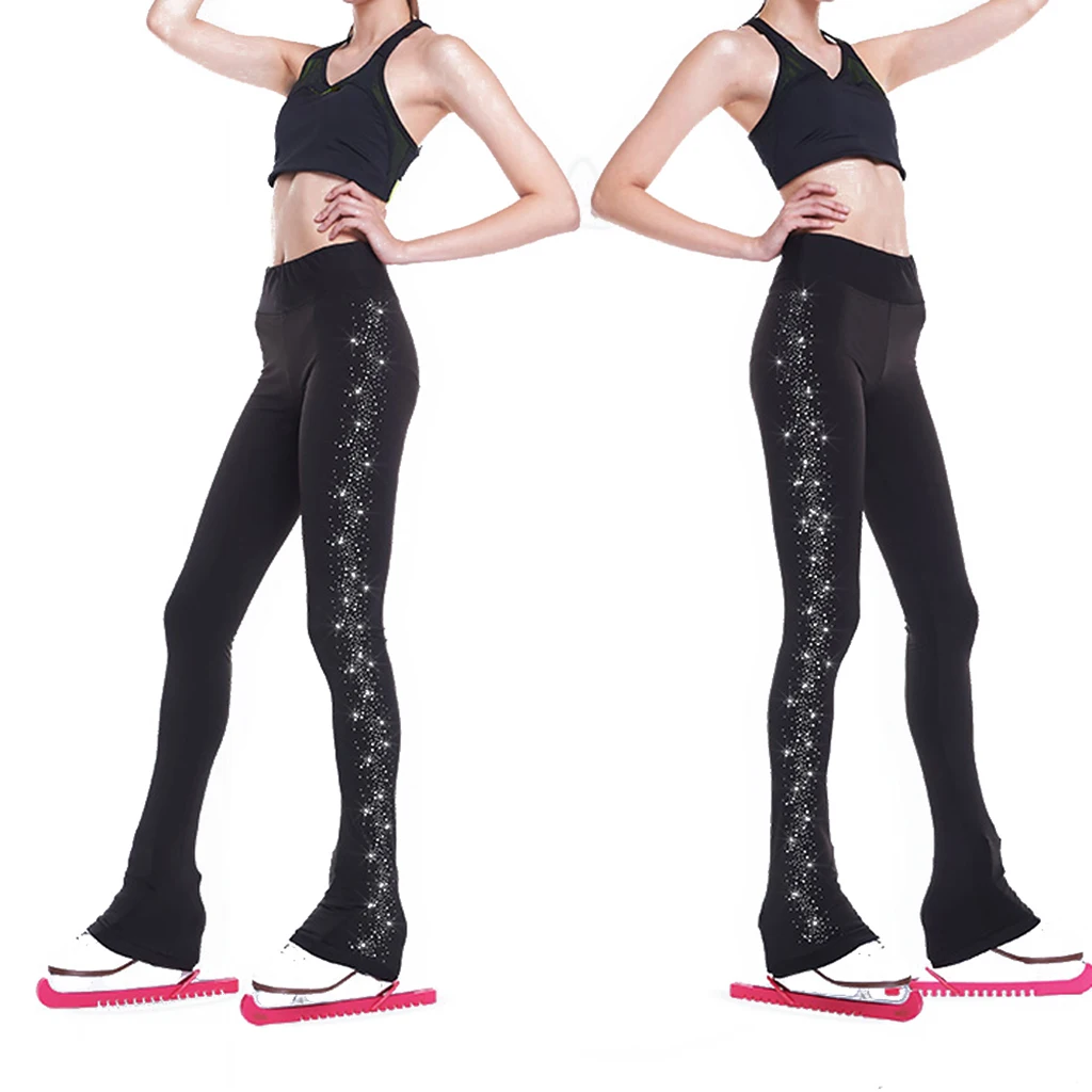 Women's Girls' Ice Figure Skating Practice Long Pants Warm Tights Trousers with Rhinestones - 9 sizes, 2 Style