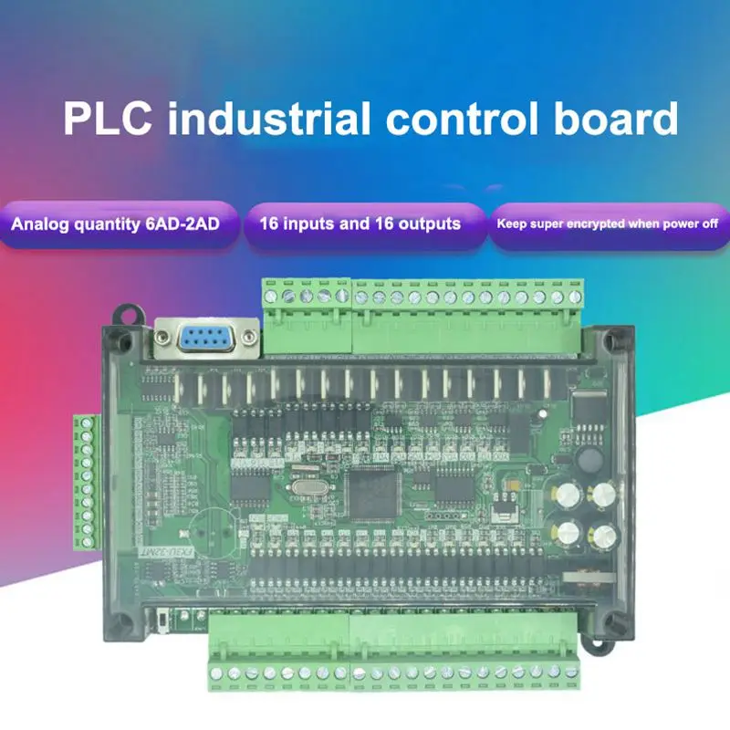 PLC Control Board,PLC Programmable Controller PLC Industrial Control Board FX3U-14MR 8 Input 6 Output Programmable Simple Controller