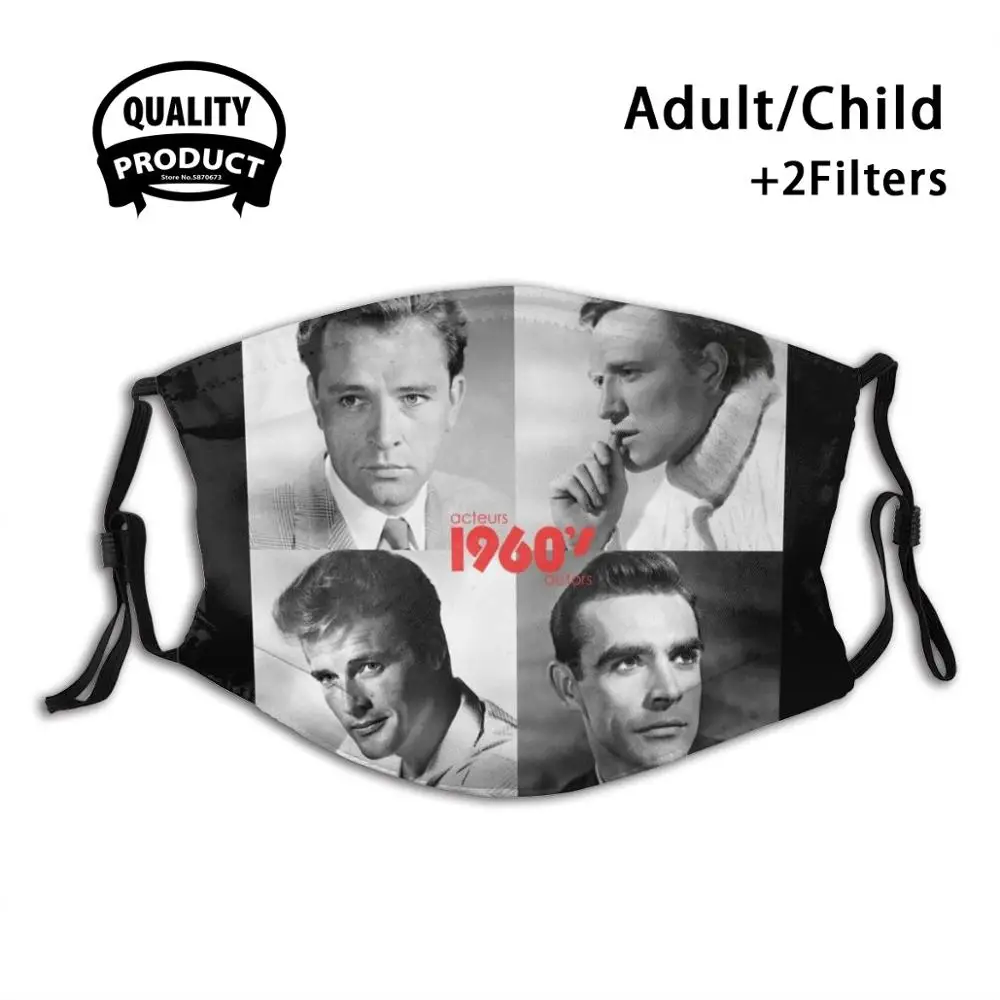 Iconic Actors Of The 1960S - English Gentlemen Black And White Reusable Mouth Mask Filter Cool Funny Masks | Аксессуары для одежды
