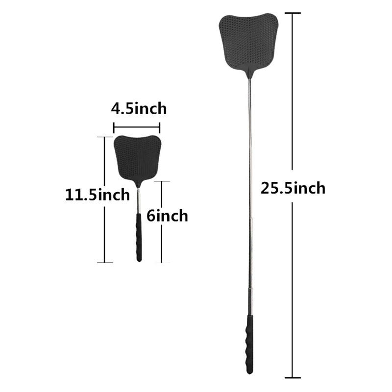 Mosquito and Fly Killing Plastic Fly Swatter Retractable Stainless Steel Rod Suitable for Indoor and Outdoor Use 2 Pack fly swatter