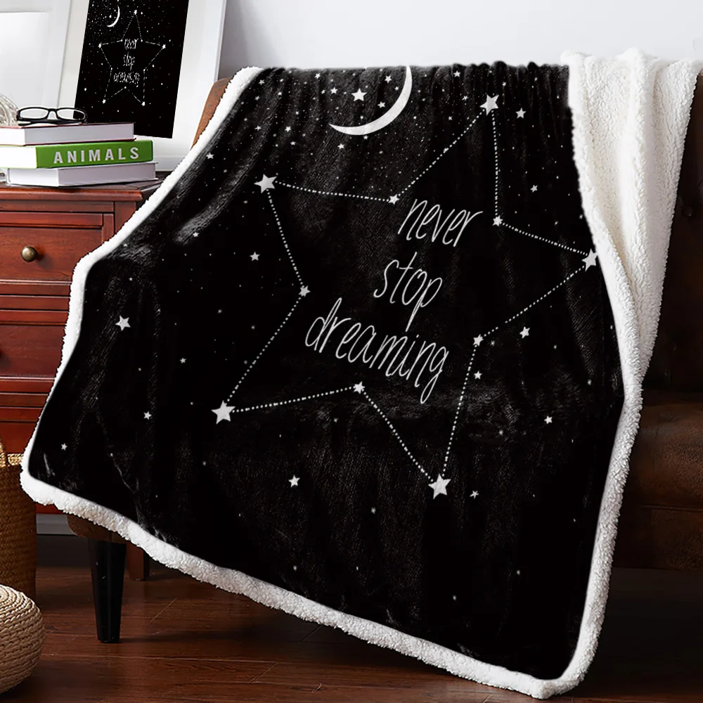 BIGHOUSES пледы одеяло Never Stop Dreaming звезды ночь луна Флисовое одеяло s зимнее одеяло одеяла на заказ постельное белье