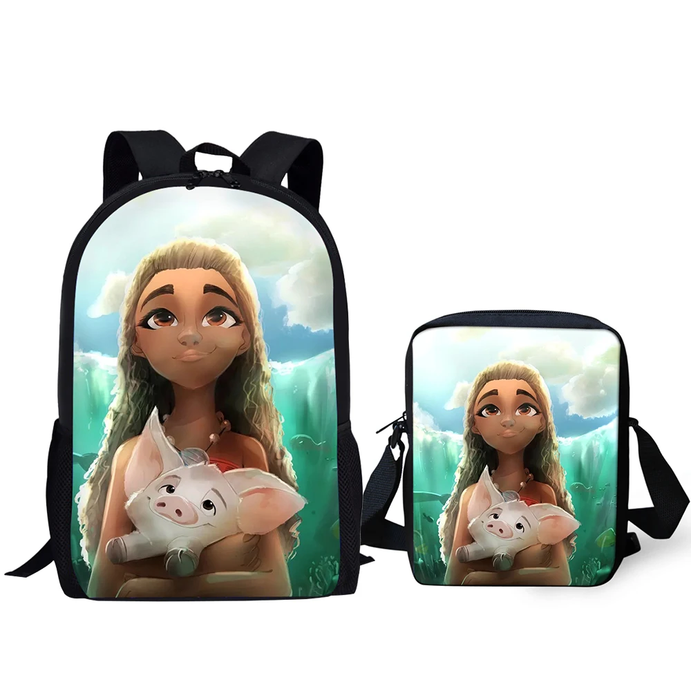 

HaoYun 2PCs/Set Children Backpack Movie Moana Vaiana Princess Pattern Kids School Bag Kawaii Teenagers Book-Bag Mochila Rucksack