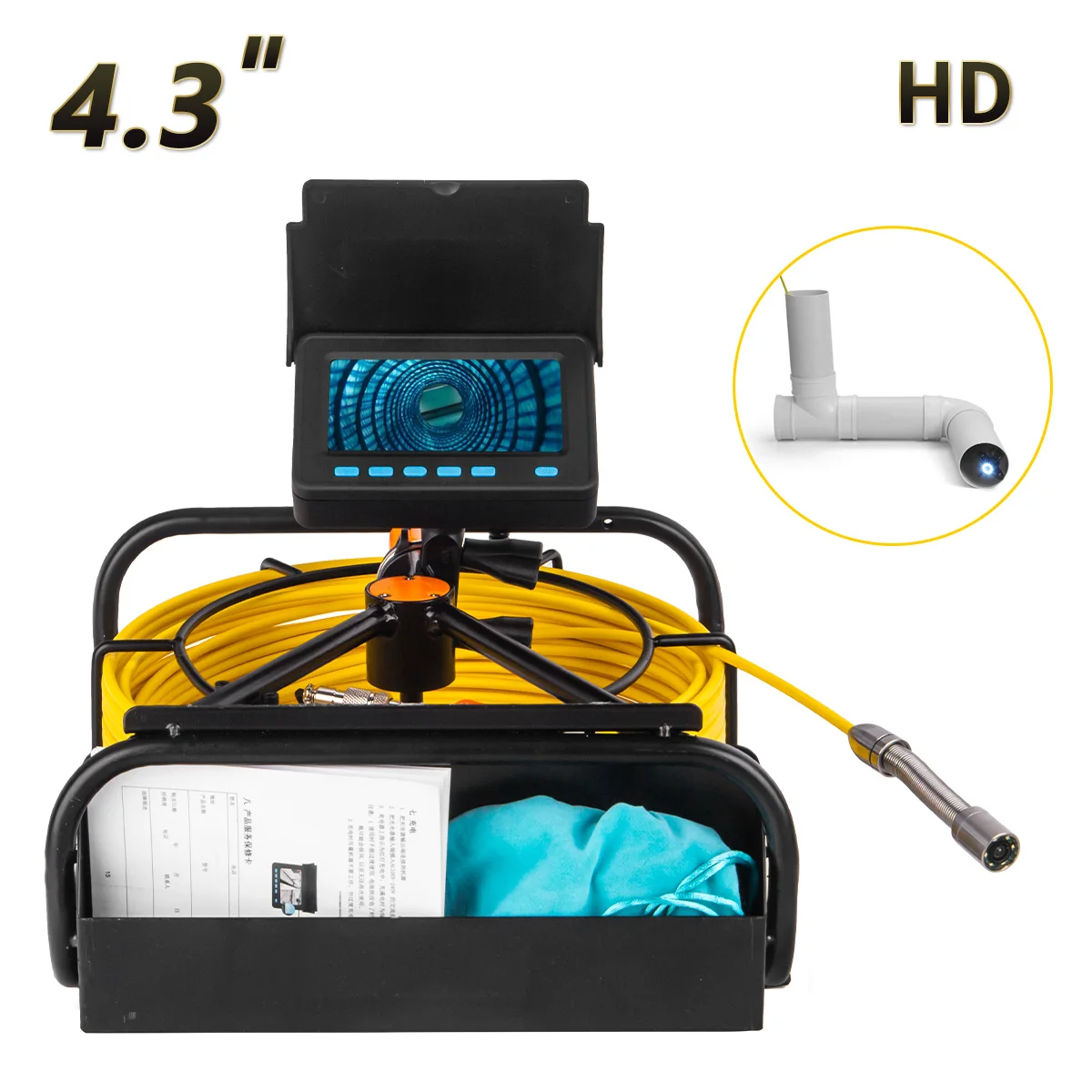 

4.3" LCD 1000TVL 17mm Lens Sewer Pipe Industrial Endoscope Optional 20m/30m/40m/50m Cable Drain Plumbing Inspection Camera