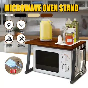 

Microwave Oven Rack Metal Kitchen Supplies Stand Kitchenware Storage Space Saving Shelf Kitchen Organizer Holder