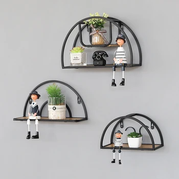 

Nordic Style Semicircular Storage Holder Shelves Home Wall Decoration Potted Ornament Figurines Display Crafts Rack
