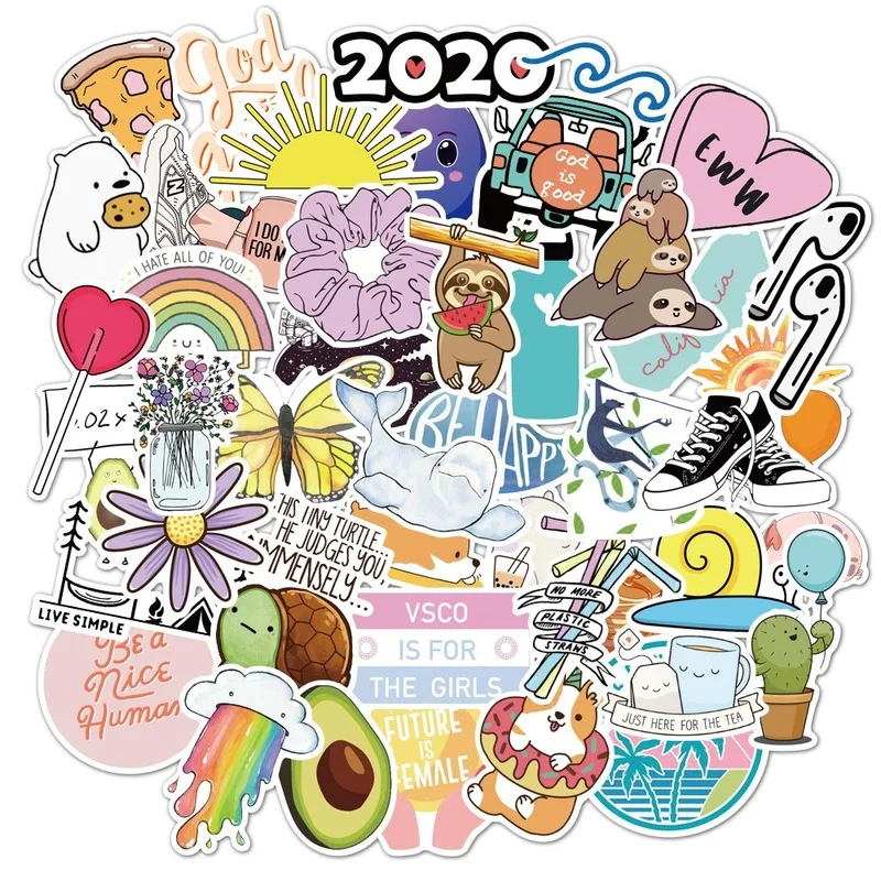 10/75pcs Vsco INS Style Sticker Anime for Laptop Case Car Skateboard Motorcycle Girl Kids Children Toys Cool Animal Stickers | Игрушки и