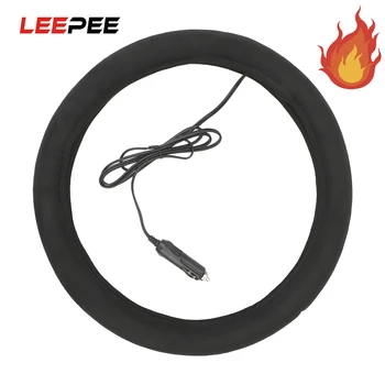 

LEEPEE Heating Electric Steering Covers Universal 38cm Soft Winter Warm Car Lighter Plug Heated 12V Car Steering Wheel Cover