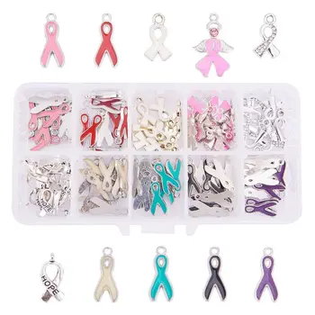 

New 1 Box Ribbon Alloy Enamel Charms Pendants Handmade DIY Crafts Jewelry Making Accessory