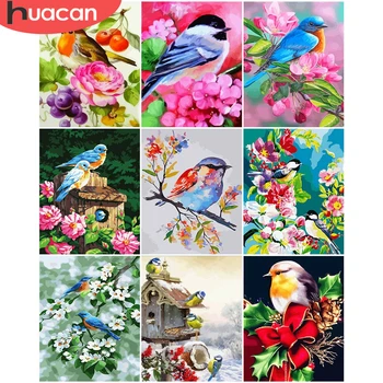 

HUACAN DIY Bird Painting By Numbers Flowers Coloring By Number Hand Painted Drawing Cavnas For Adult Modern Wall Art