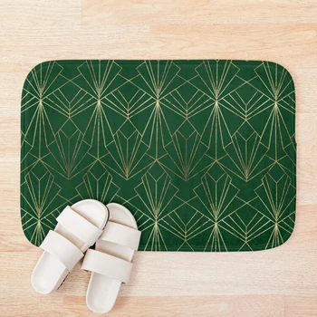 

Art Deco in Green & Gold Bath Mat Custom One Direction Doormat Home Decor Door mat Floor Mat Bath Mats foot pad