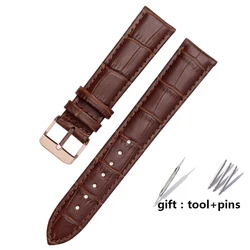 Elegant Black Genuine Leather Watchband Bracelet - Multiple Sizes Available - 17mm (Brown rose gold)