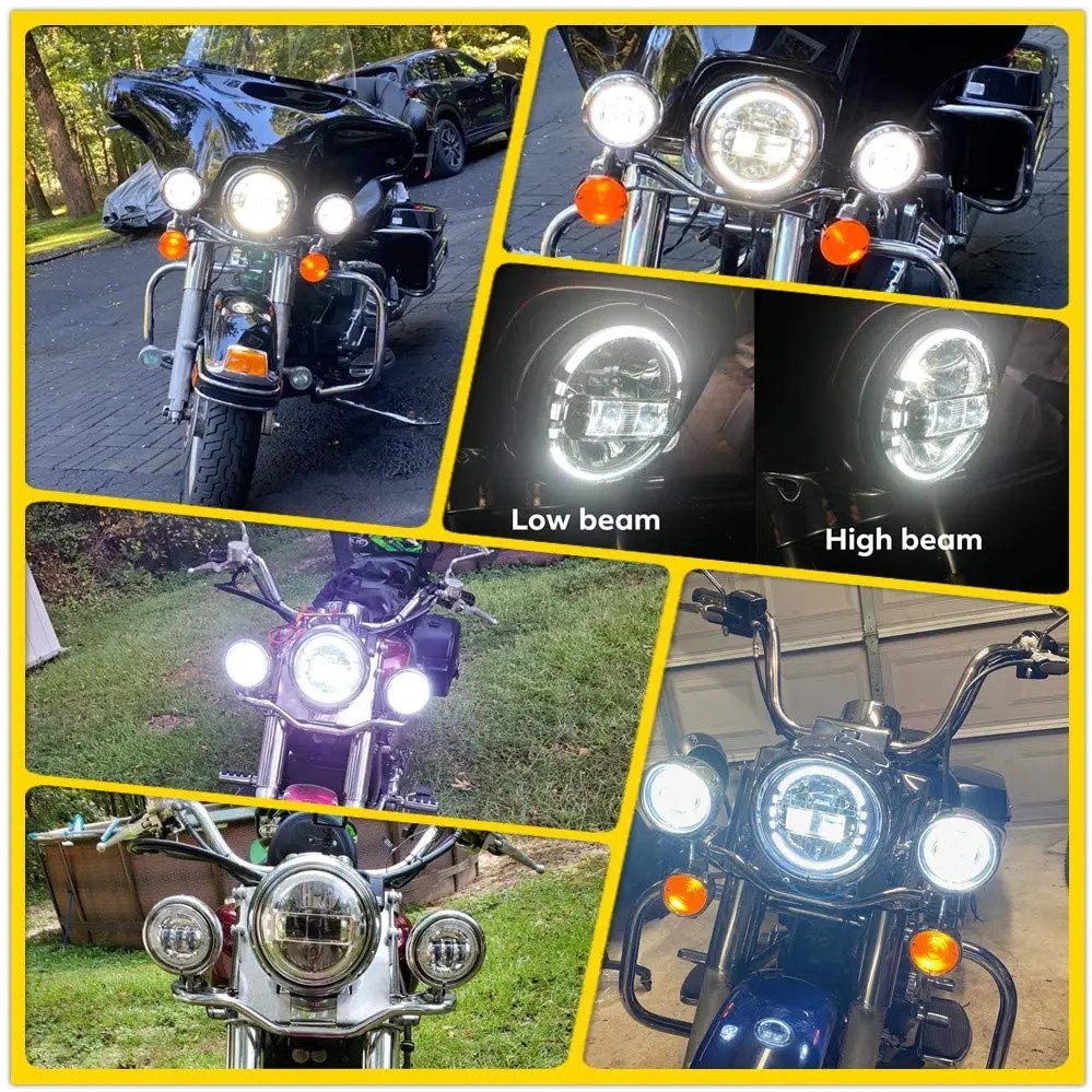 Universal 5.75/7 Inch 90W Motorcycle Led Headlight Projector For Harley Touring Softail Heritage Street Glide Road King Headlamp