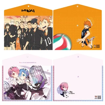 

Anime Re: Zero Ram Rem File Bag Haikyuu!! Files Holder PVC Press Button File Bag Waterproof Folder Document Organizer 1 pcs