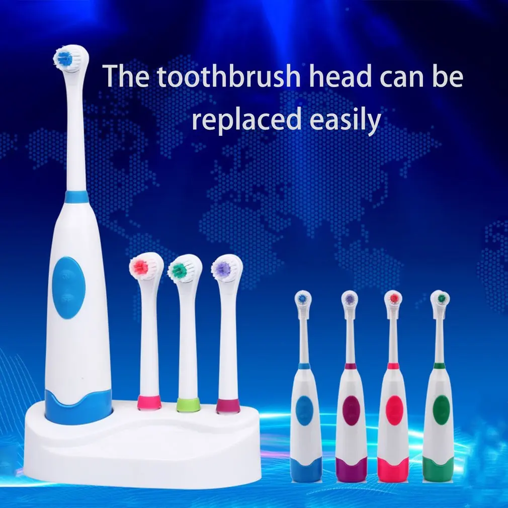 Revolving Electric Toothbrush Waterproof Battery Electric Toothbrush Tooth Cleaning With 4 Brush Head 4 Shield and Base Revolving Electric Toothbrush Waterproof Battery Electric Toothbrush Tooth Cleaning With 4 Brush Head 4 Shield and Base