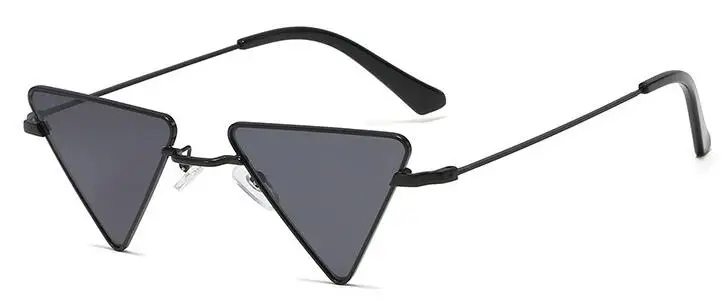 Новые металлические кошачьи оправа для глаз черные треугольные солнечные очки Модные женские мужские Роскошные Дизайнерские сумасшедшие солнцезащитные очки в стиле стимпанк - Цвет линз: C1  black gray
