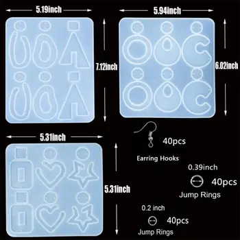

123 PCS Resin Earring Molds, Silicone Earring Molds Epoxy Jewelry Resin Molds N58F