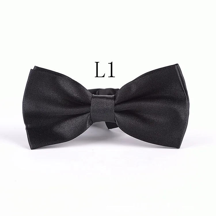 Черный мужской галстук-бабочка, Одноцветный галстук, регулируемый Мужской Атласный Галстук для жениха/лучшего Мужчины/свадебной вечеринки, галстук LD4 - Цвет: Color 1