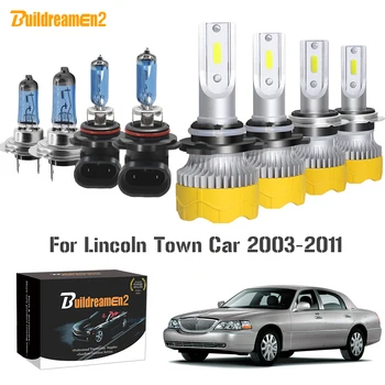 

Buildreamen2 4 Pieces Car Headlight High Beam + Low Beam Auto LED Halogen Headlamp Bulb 12V For Lincoln Town Car 2003-2011