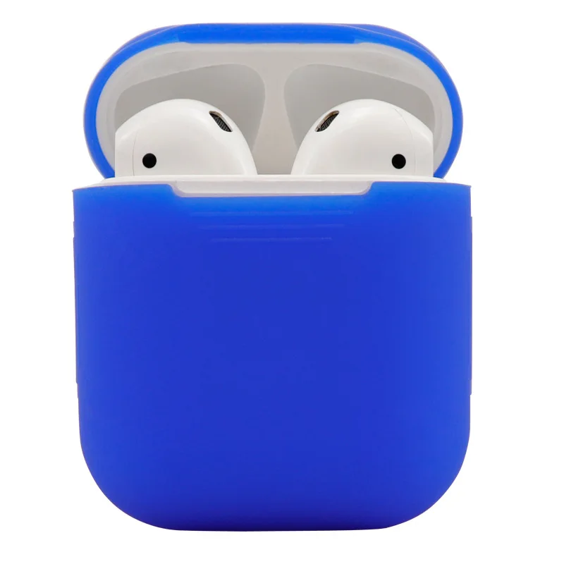 Мягкий силиконовый чехол, наушники для Apple Airpods, чехол, Bluetooth, беспроводные наушники, защитный чехол, коробка для Air Pods, наушники, сумка - Цвет: Dark blue