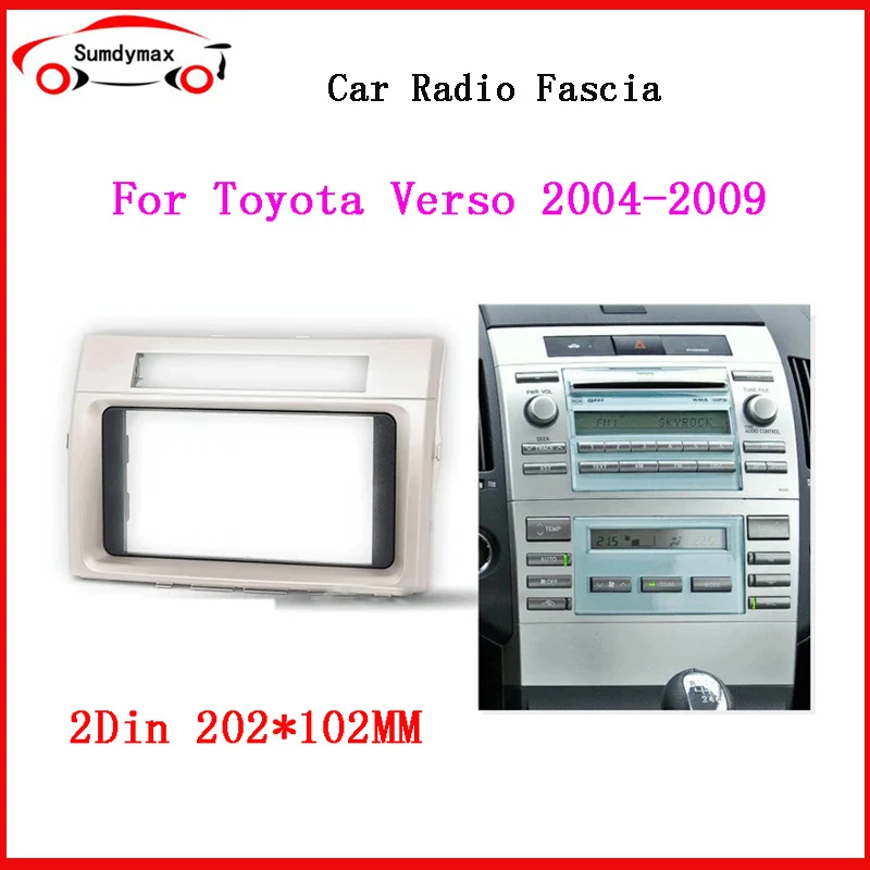 

Автомобильный радиоприемник, рамка для Toyota Verso 2004-2009, автомобильный мультимедийный радиоплеер, двойная Din, fascia