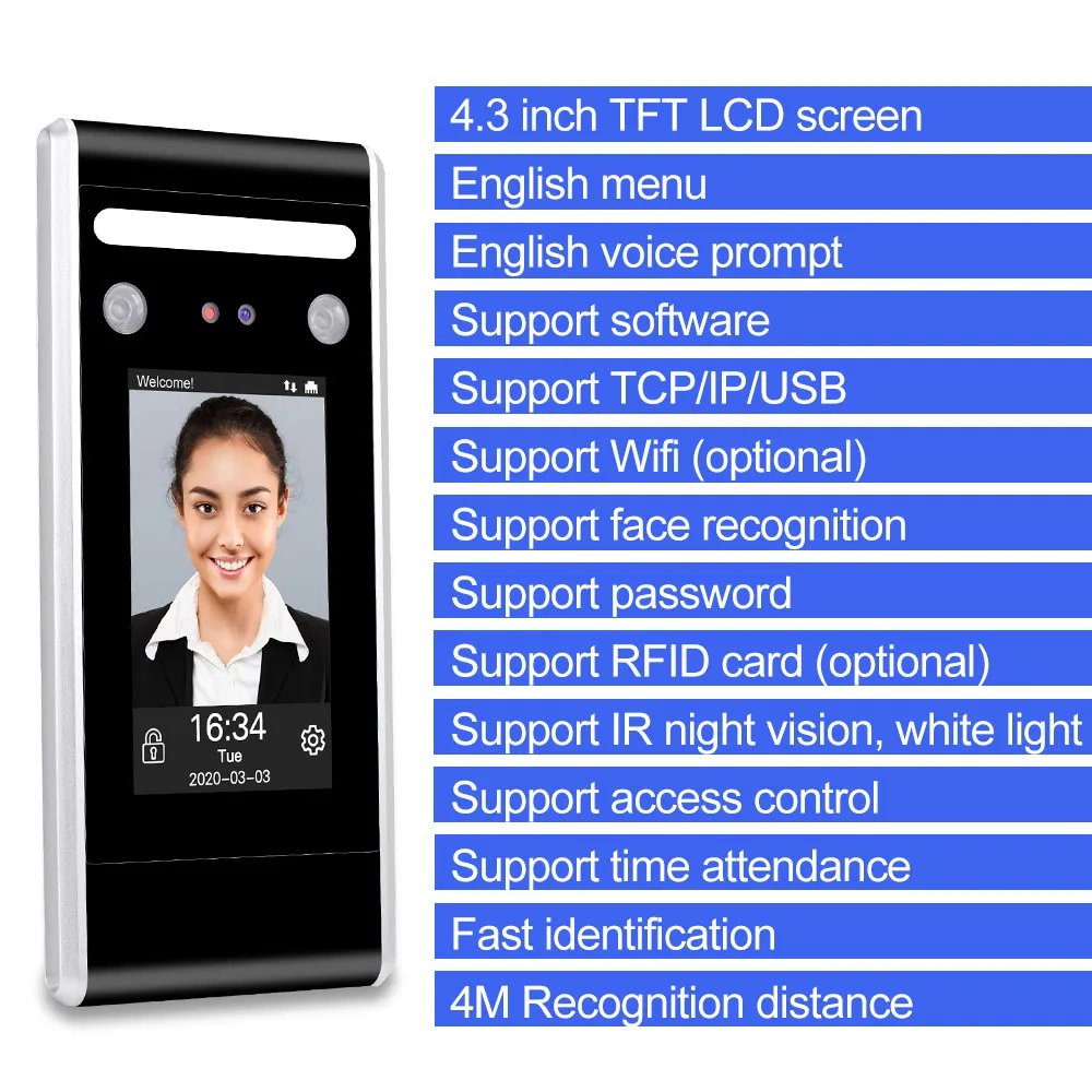 YiToo Wifi reconnaissance faciale contrôle d'accès détection faciale dynamique serrure de porte Machine de présence faciale logiciel gratuit TCP/IP USB