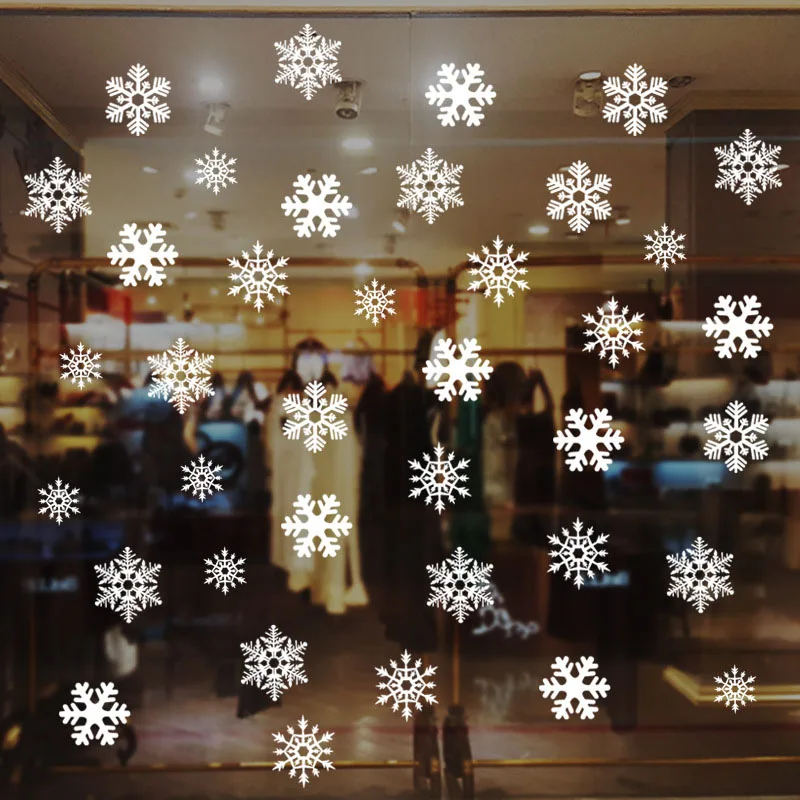 1Sheet White Snowflake Sticker Merry Christmas Showcase Window Sticker Kids Room Wall Stickers Home New Year Party Decoration