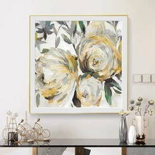 

Scandinavian Abstract Flower Canvas Painting Yellow Plant Leafs Posters and Prints Wall Art Pictures ​for Living Room Decoration