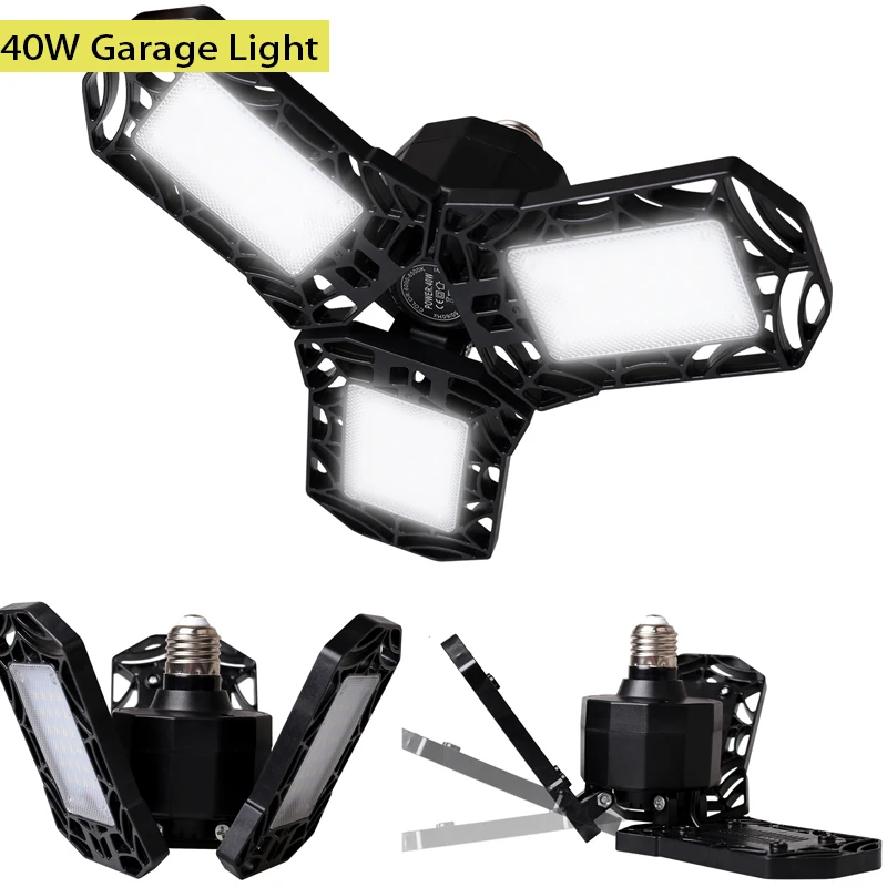 

40W Garage Light UFO Deformation 85-265V 4000LM 6500K ABS Lamp E27/E26 Base Deformable Garage Lighting Industrial Lamp