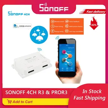 

Sonoff 4CH PRO R3 Wifi Smart Switch Inter Lock Inching Lock Mode DIY Timer Switch Work With Alexa Google Home Ewelink APP