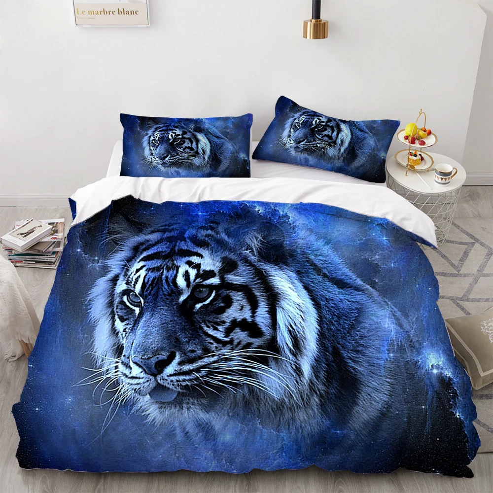 2/3 Pieces Tiger/Lion Bedding Set Animal Comfortable Duvet Cover Kids Bed Home Textile Bedroom Warm Quilt | Дом и сад