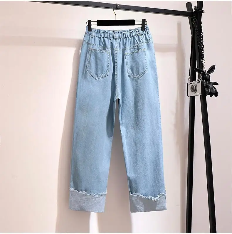 2XL-6XL большие размеры, женские комплекты из 2 предметов, Осень-зима, свободные джинсы+ топы, повседневные комплекты, плюс размер, свитшот с буквенным принтом, джинсовые комплекты