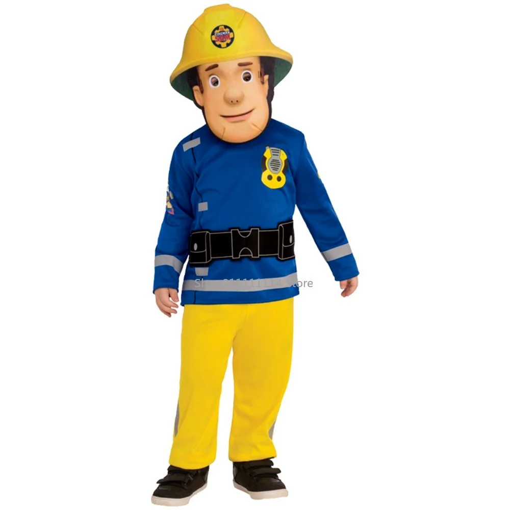 

Christmas Kids Fireman Sam Clothes Boy Girls Cosplay Children's Fancy Costumes Top Pants Mask Carnival Halloween Party Gift