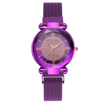 

Dropshipping Clock Women Magnet Buckle Full Diamond Roma Watch Luxury Ladies Quartz Dress Wrist Watches Zegarek Damski