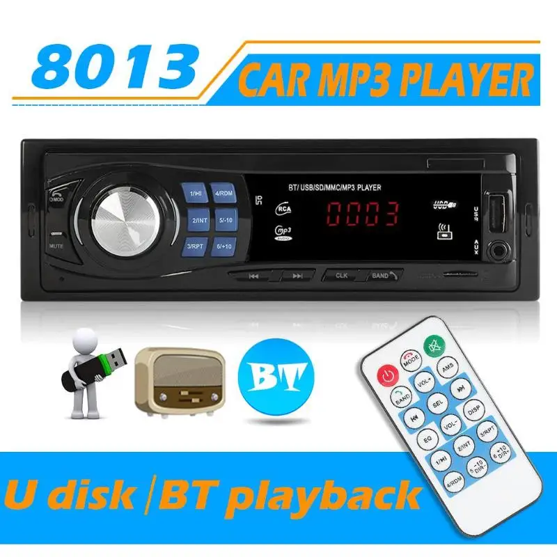 Wireless Car Stereo Receiver Radio  In Dash 1 Single Din MP3 USB AUX FM Player