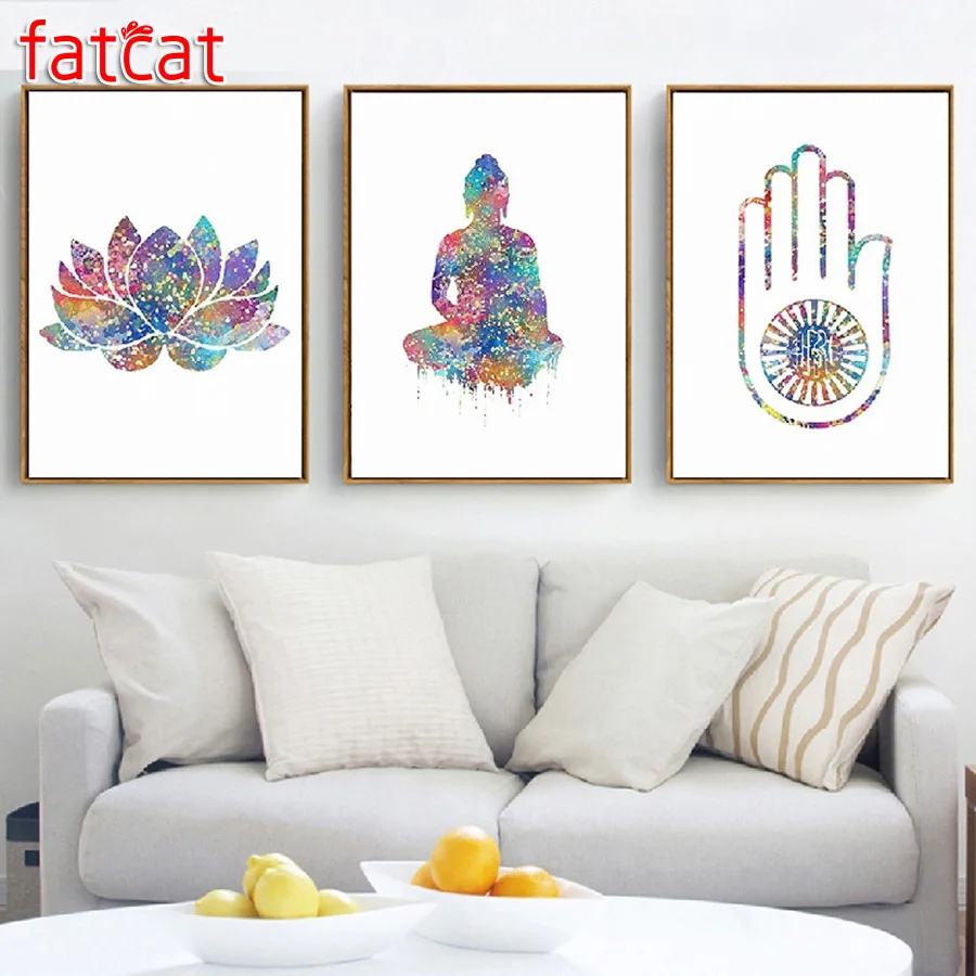FATCAT 5D DIY полный квадратный круглый дрель мозаика вышивка лотоса будда йога