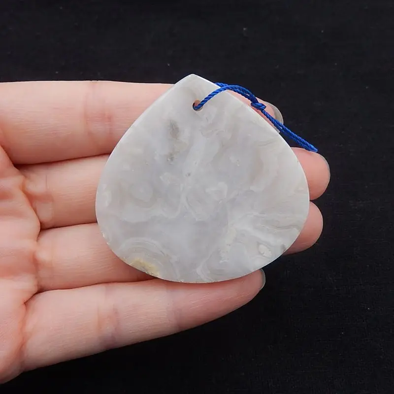 Natural Stone Crazy Lace Agate Fashion Front Drilled Necklace Pendant Bead 47x46x7mm 25g