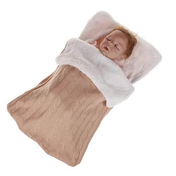 

Baby Winter Warm Sleeping Bags Infant thickening plus velvet Knit Swaddle Wrap Swaddling Stroller Wrap Blanket Sleeping Bags J11