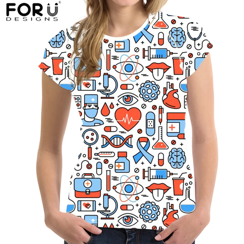 FORUDESIGNS, женская летняя забавная футболка, дизайнерская, милая, для стоматолога, медсестры, 3D принт, для девушек, короткий рукав, одежда, camisa feminina - Цвет: HXA278BV