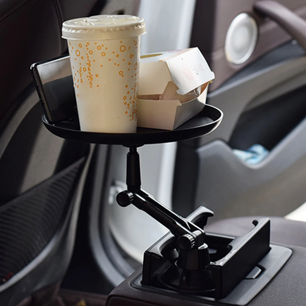 2 in 1 Car Mobile Phone Cup Holder Tray Auto Vehicle Rotary Food Table Bracket SUV Truck Interior Storage Replacement