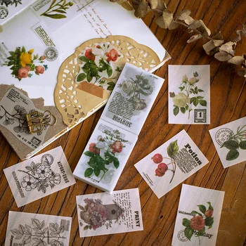 

1Set Retro plants Collection paper Sticky Notes translucent flower Memo Pad Diary Stationary Flakes Scrapbook Decorative Vintage