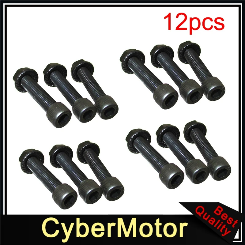 12pcs 1/4-28x1,2" Болт Гайка для гонок картинг - Цвет: 12pcs