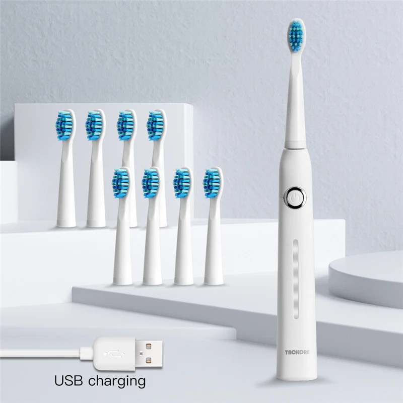 Цена Лучшая звуковая электрическая зубная щетка с сменными головками USB перезаряжаемая Электронная зубная щетка es гигиена полости рта электрич...
