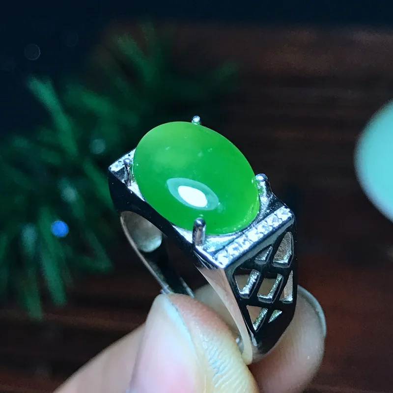 Изысканное зеленое кольцо Yangzhi Jade для мужчин, кольцо из стерлингового серебра 925 пробы, подарок на день рождения, натуральный нефрит, сильный подарок для мужчин на день рождения