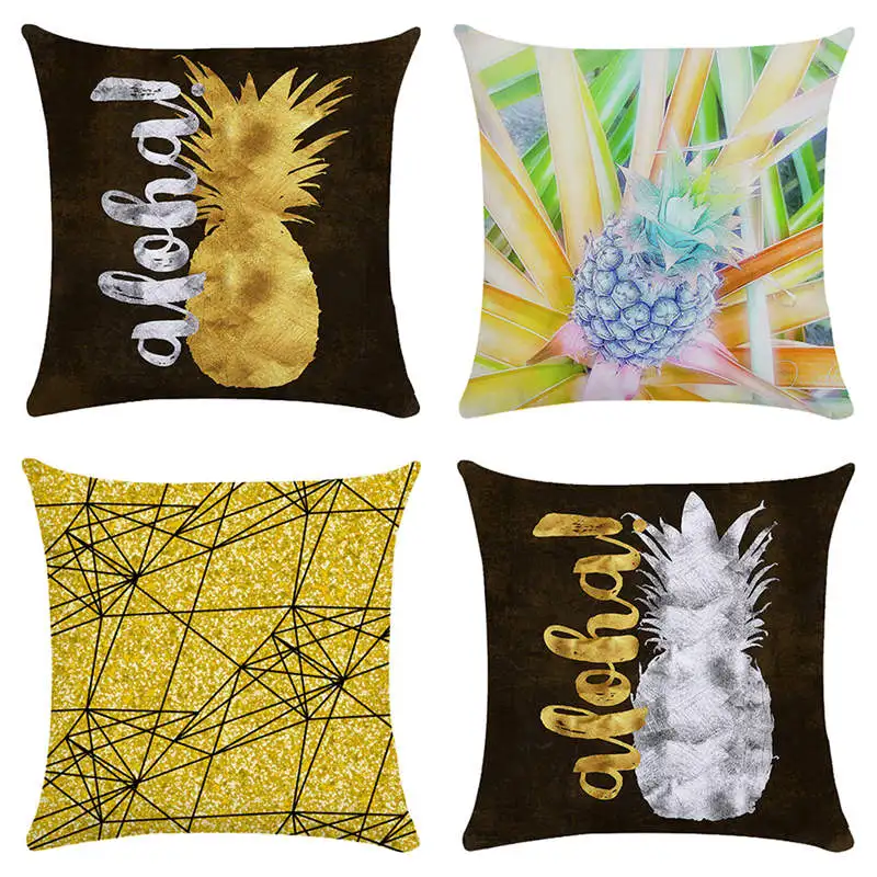 

Lash Pillow Case Rose Gold Geometric Pineapple Glitter Polyester Sofa Decorative Cushion Cover Pillowcase Home Decor 45x45cm