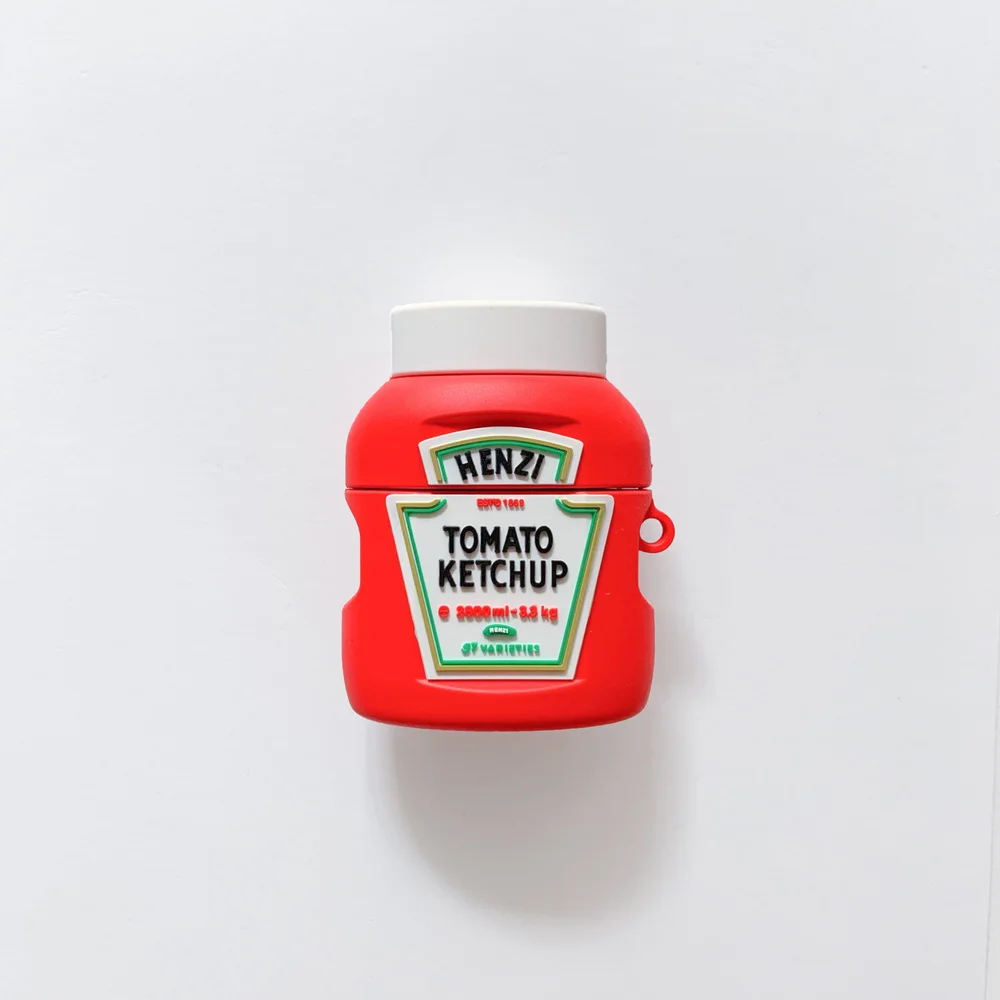 tomato ketchup 3D мягкий силиконовый томатный кетчуп желтый горчичный чехол для Airpods милый подарок для Apple Airpods2 Bluetooth наушники чехол - Цвет: tomato ketchup