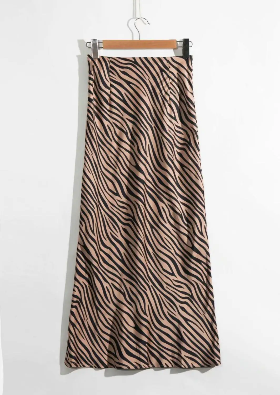 N432 Zebra SK0780 Bazaleas, Франция, узкие юбки с боковой молнией, модные женские юбки с высокой талией, винтажная коричневая юбка миди с рисунком зебры - Цвет: N432 Zebra SK0780