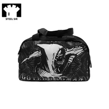 Стимпанк модная мужская дорожная сумка черная с принтом Большая вместительная спортивная сумка на молнии