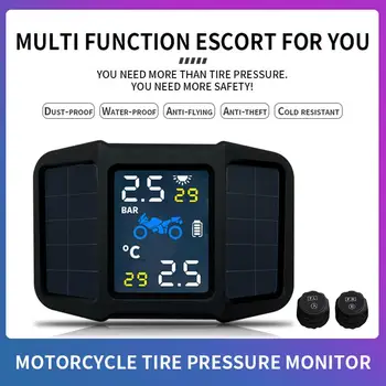 

Motorcycle Tire Pressure Sensor Monitoring System 5V TPMS Solar With 2 External Sensors For Various Wheeled Vehicles